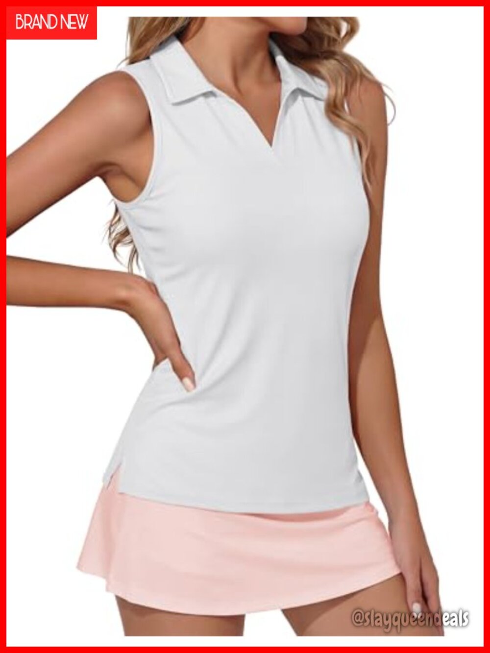 Womens Sleeveless Golf Polo UPF 50+ Collared Tennis Tank Quick Dry